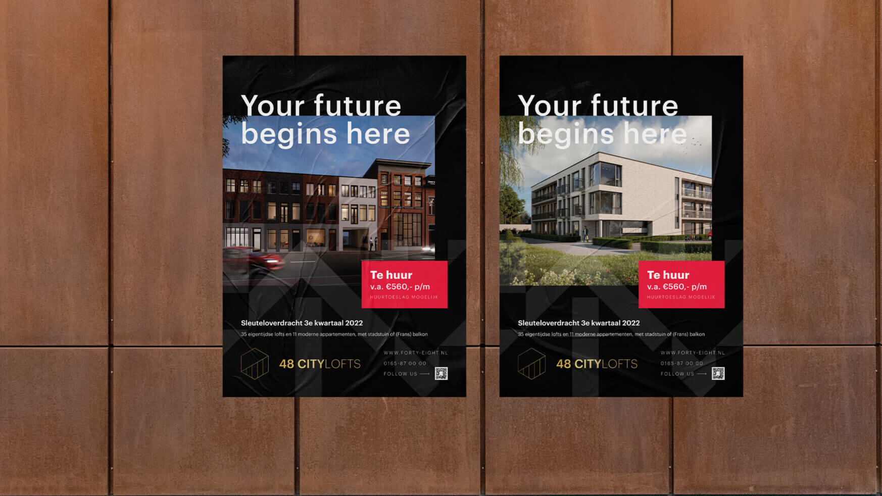 Wandposters tonen 48 City Lofts: modern design & verhuurdetails.