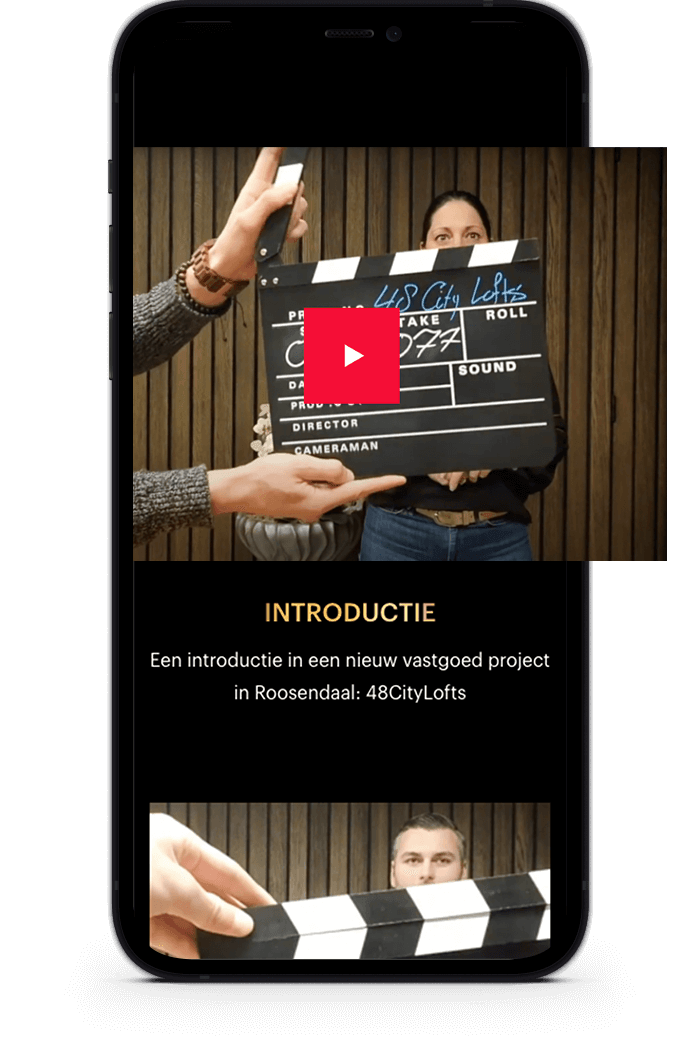 Clapperboardhouder, overlay afspeelknop, promotieproject Roosendaal.