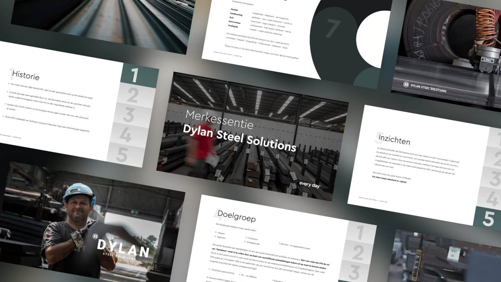 Dylan Steel Solutions: fabrieksinzichten en bedrijfsoverzichtsdia's.
