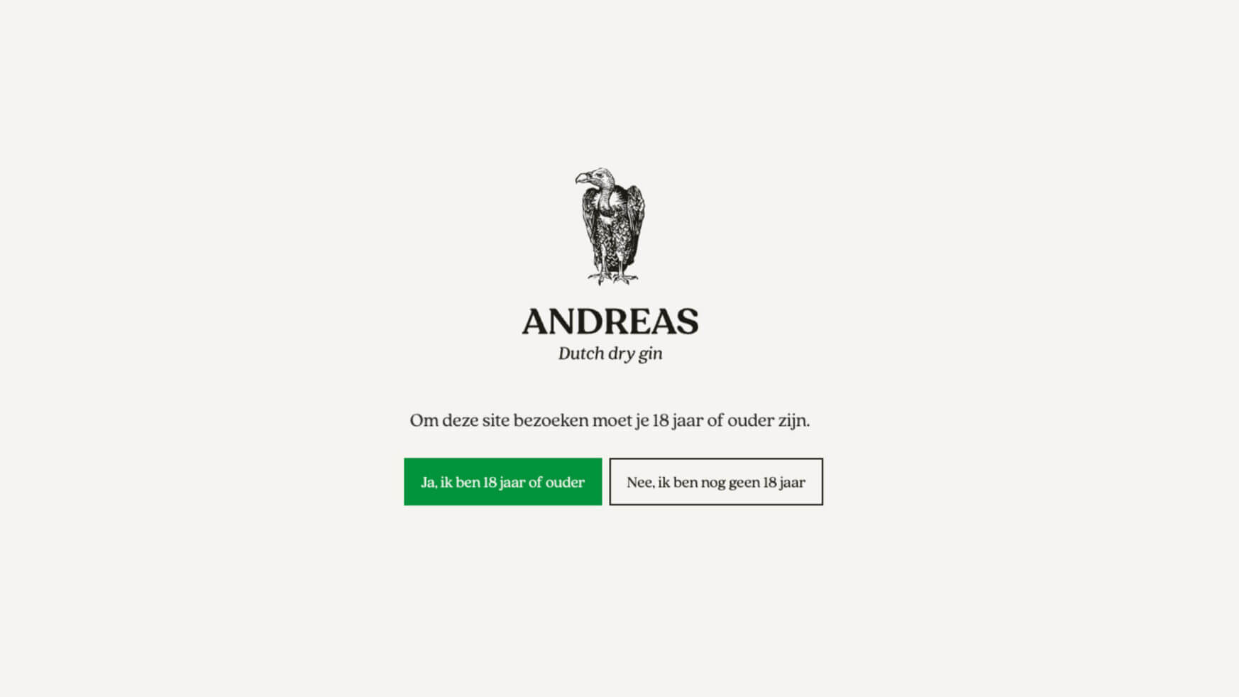Illustratie van een gier met knoppen: "Enter" als je ouder bent dan 18, anders "Decline".
