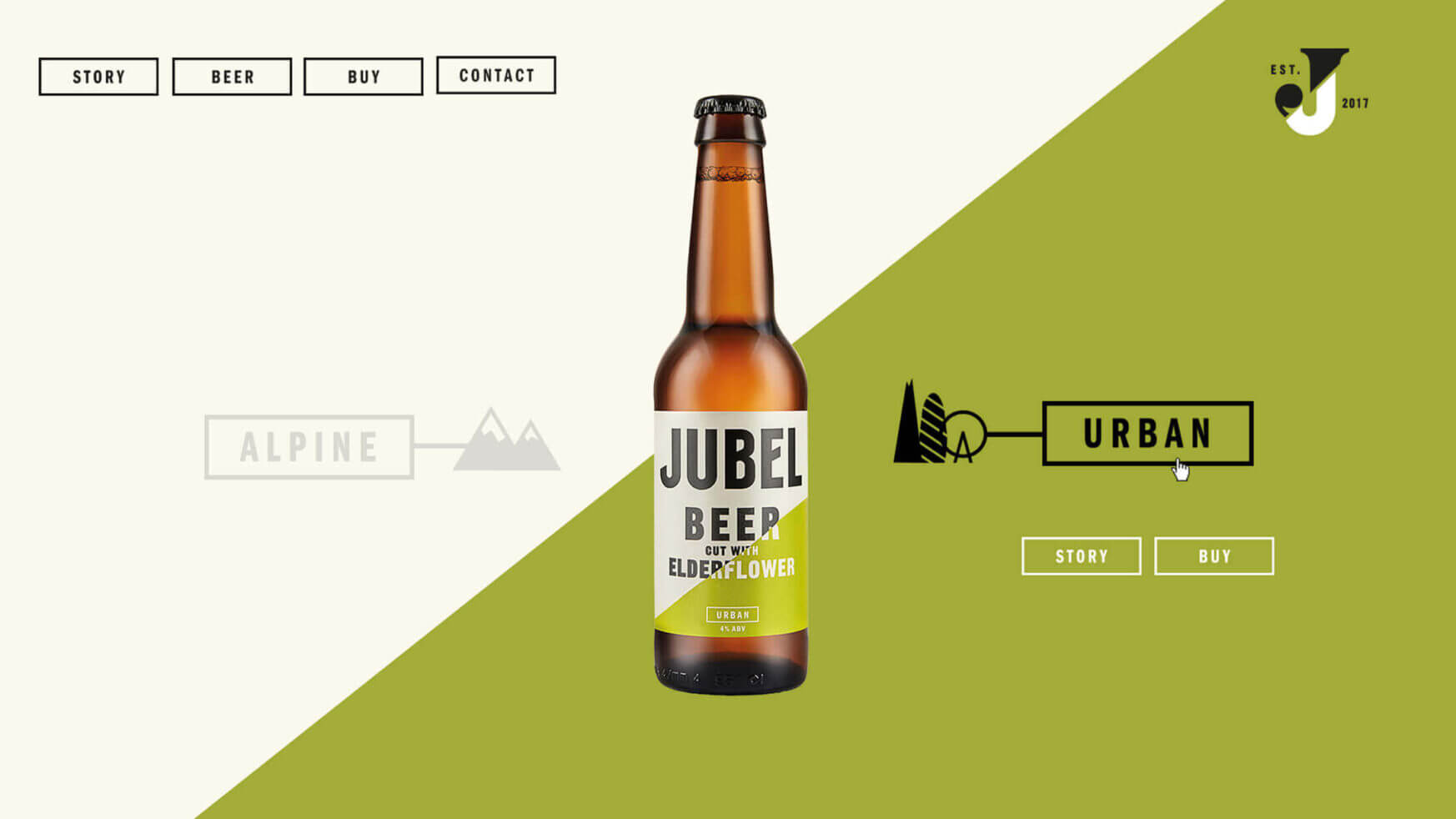 Een Jubelbier met vlierbloesem steekt af tegen een witte en olijfkleurige achtergrond en straalt een verfrissende charme uit.