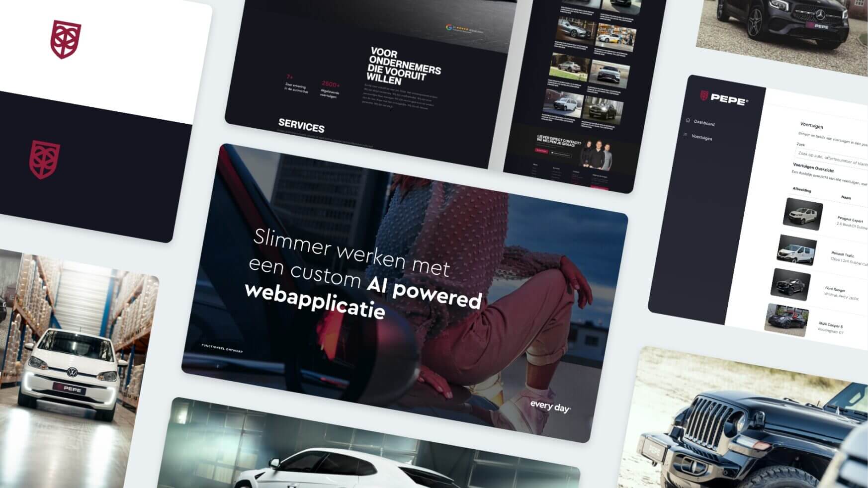 Modellen van autodiensten, voertuigen en een op maat gemaakte AI-webapp in het Nederlands, geïnspireerd op Koppert Cress.